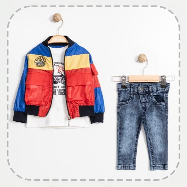 Colourblock Bomber Jacket Set