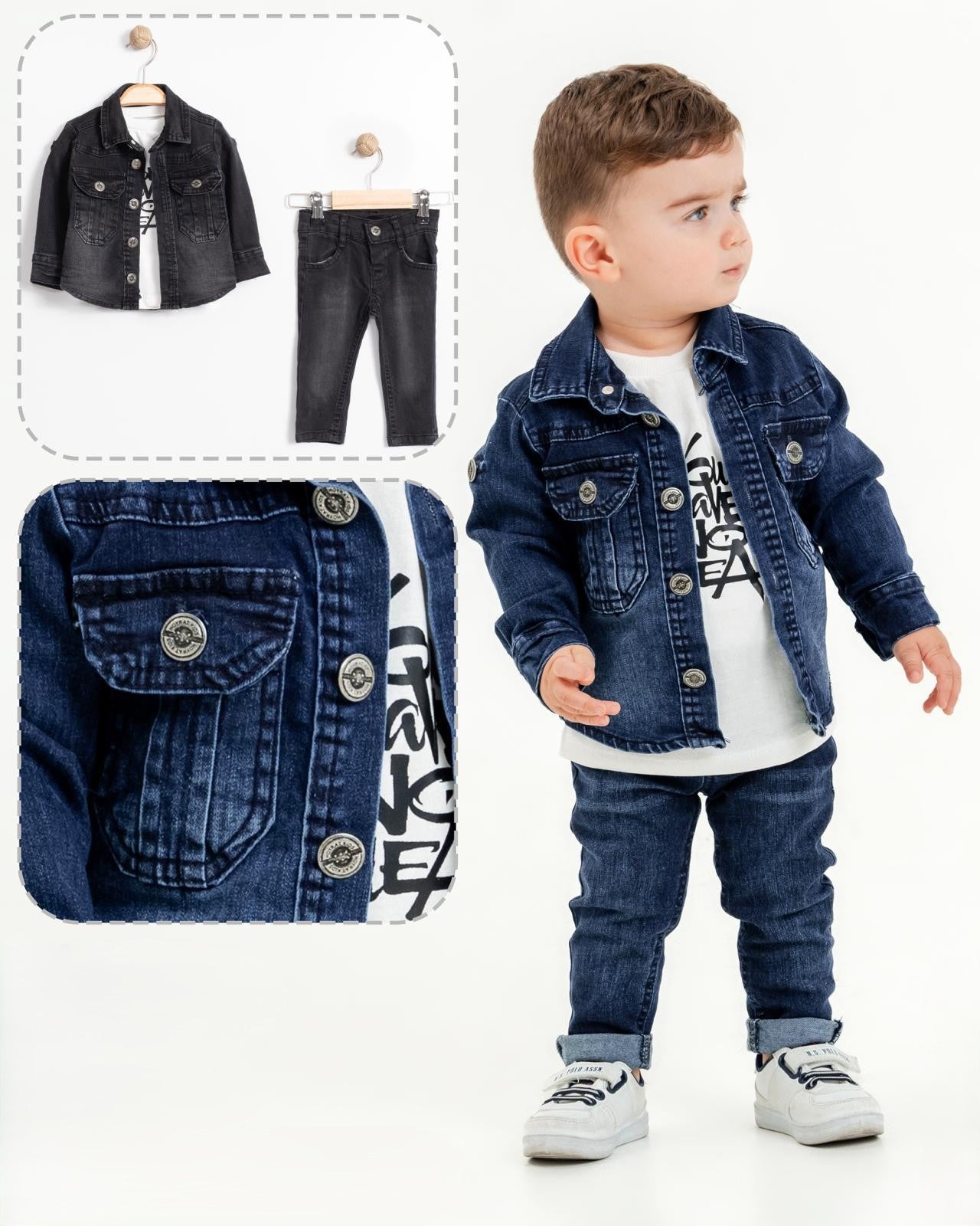 Classic Dark Denim Jacket Set