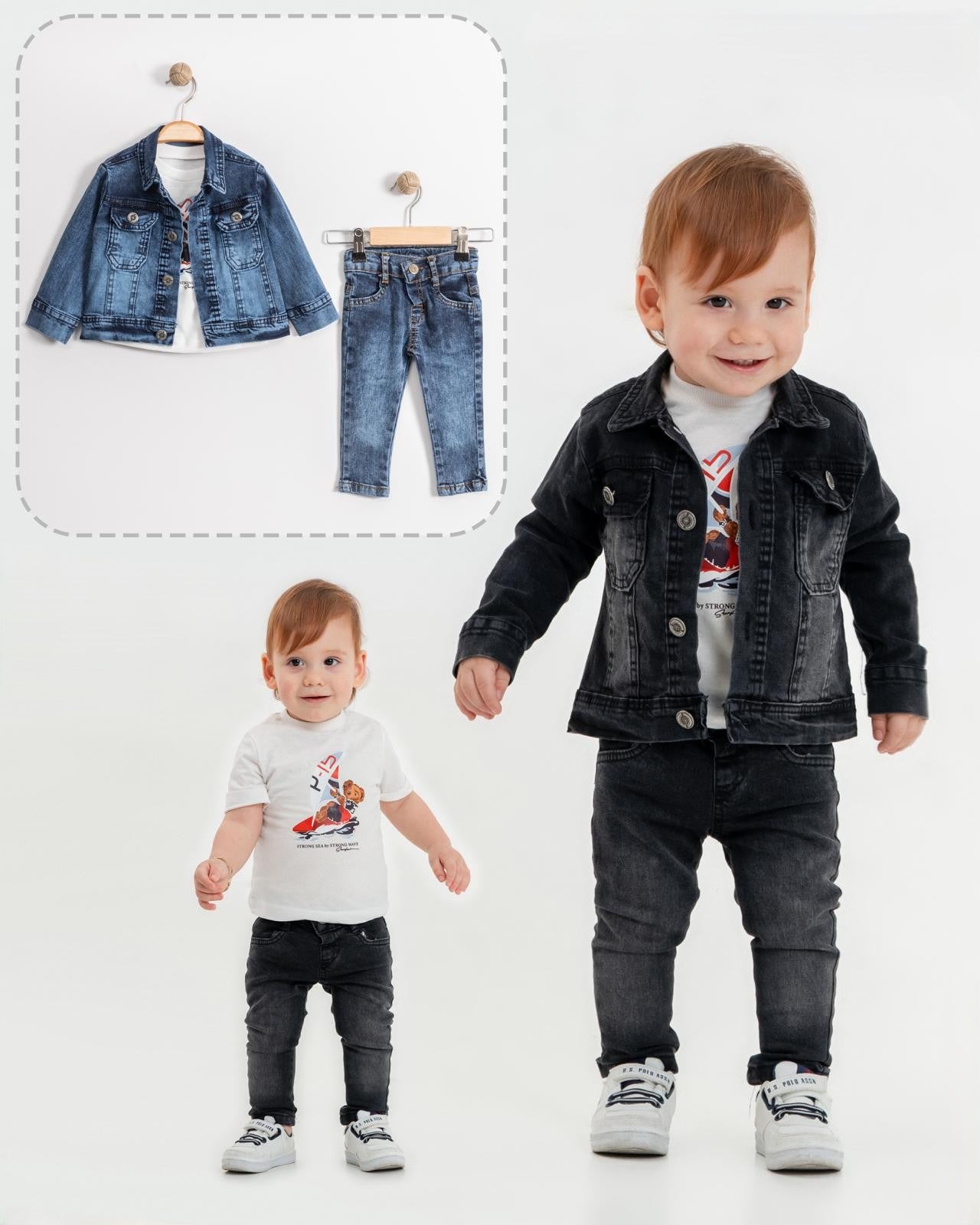 Classic Black Denim Jacket Set