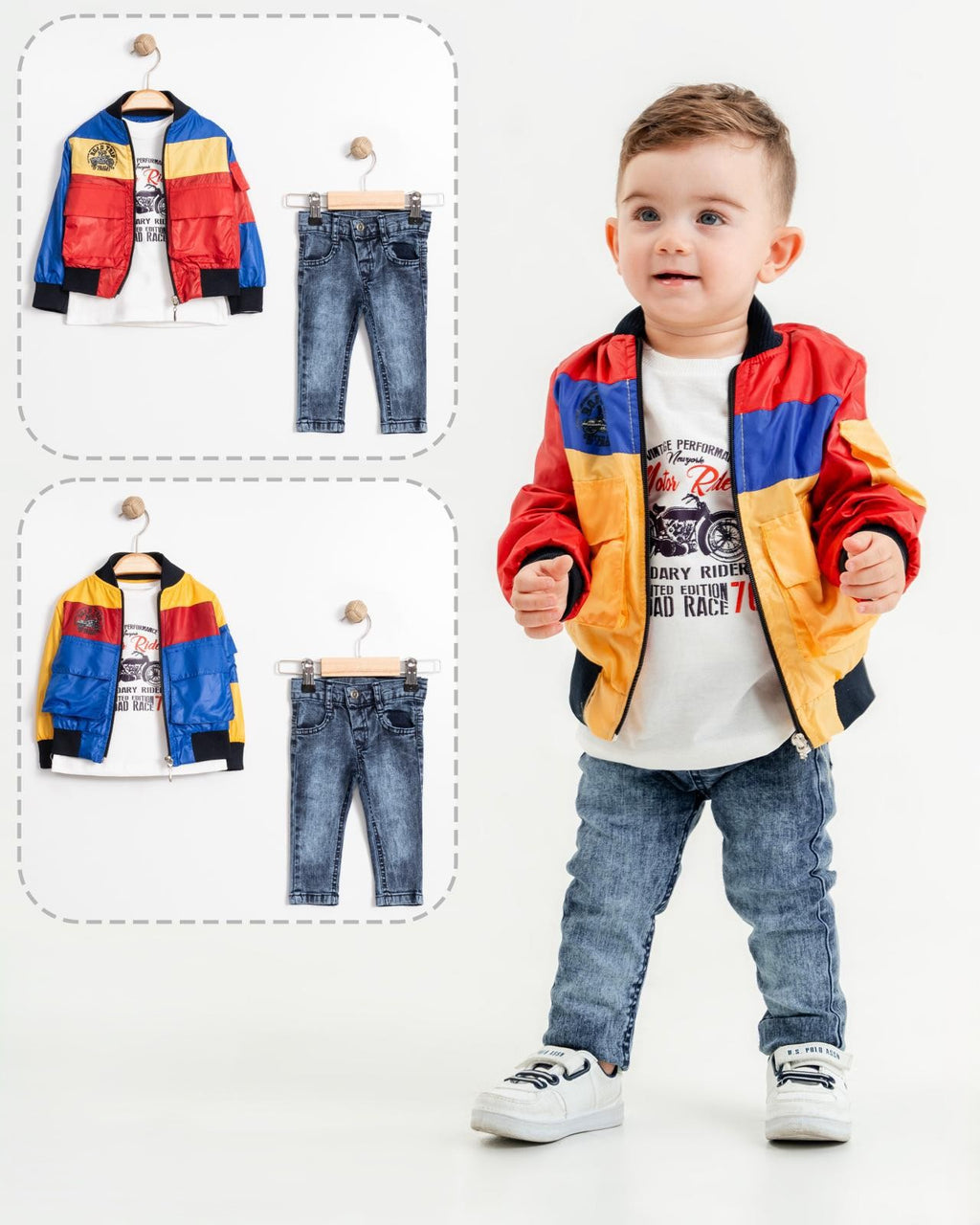 Colourblock Bomber Jacket Set